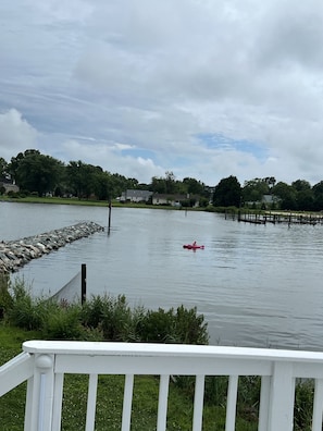 Local child kayaking in Dogwood Harbor 