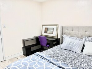 Room 2 with Queen Bed, Room darkening shades and attached closet 