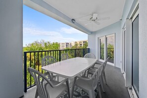 Balcony area large enough for a family gathering.