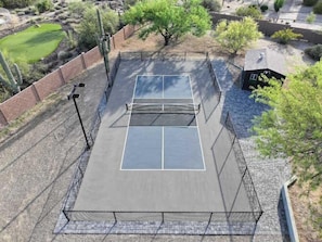 Enjoy our private professional pickleball court at the house! We added more space around the court than a standard court to give players even more room when playing! For the pickleball lovers, this court was designed and installed for professionals.