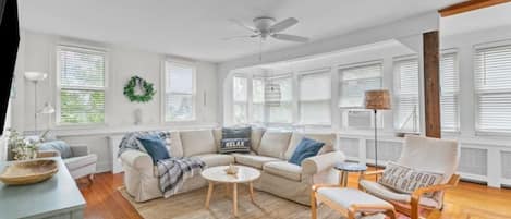 Living area with so much natural light!