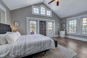 Spacious master bedroom with a King bed.