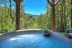 Hot Tub with a Picture View of the Mountains