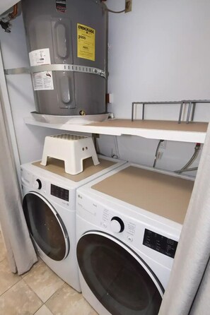 Full size washer and dryer.