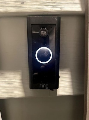 Front door security camera and doorbell.