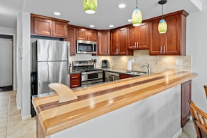 Surfboard style counter.