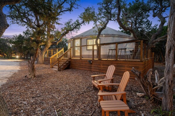 View from the outside of Eco-yurt.