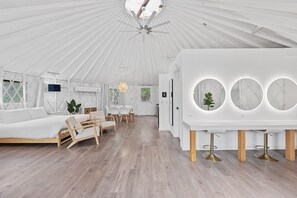 Step into airy, bright Eco-yurt dream.