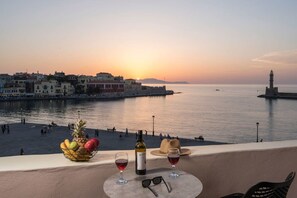 Golden hour. Enjoy a glass of wine on our balcony.