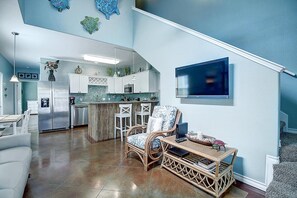 Living room leading into the kitchen