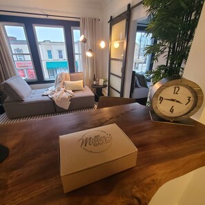 We welcome each guest with a local amenity. i.e. Baked Goods, Bevies, Fruits