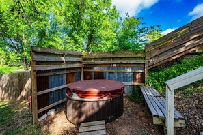 Unwind in the hot tub after a day on the town.