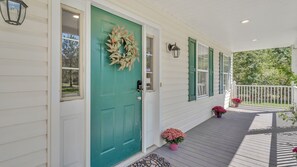 House, Porch, Door, Lamp, Flower